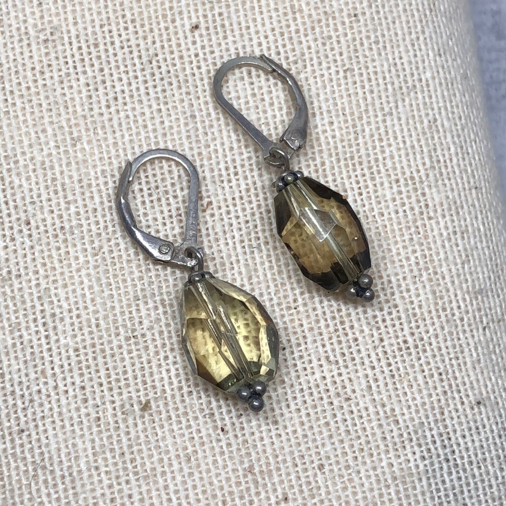 Retro sterling silver 925 gemstone or crystal dangle drop sophisticated earrings
